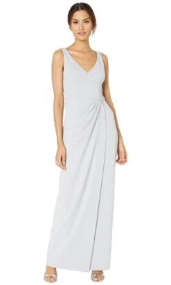 Adrianna Papell - AP1E206762 Sleeveless V-Neck Column Long Crepe Dress -Wedding Dress Shop adrianna papell ap1e206762 sleeveless v neck column long crepe dress evening dresses 14840422596691