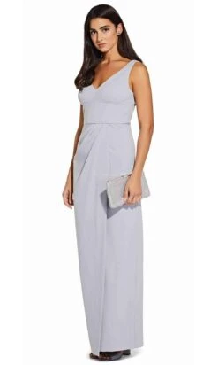 Adrianna Papell - AP1E206762 Sleeveless V-Neck Column Long Crepe Dress -Wedding Dress Shop adrianna papell ap1e206762 sleeveless v neck column long crepe dress evening dresses 14840422629459