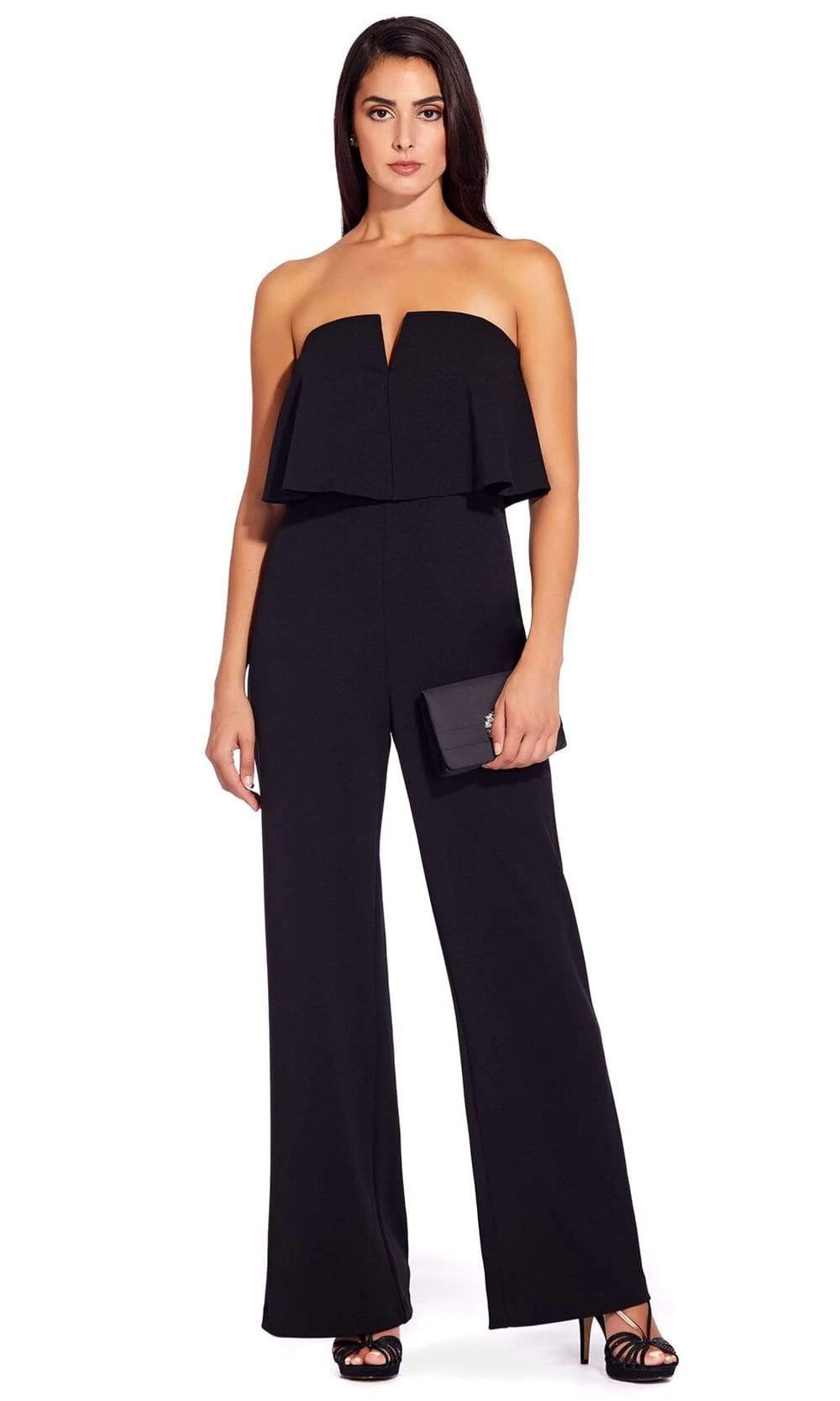 Adrianna Papell - AP1E206916 Strapless Flounce Bodice Crepe Jumpsuit 3 Adrianna Papell - AP1E206916 Strapless Flounce Bodice Crepe Jumpsuit - Image 3