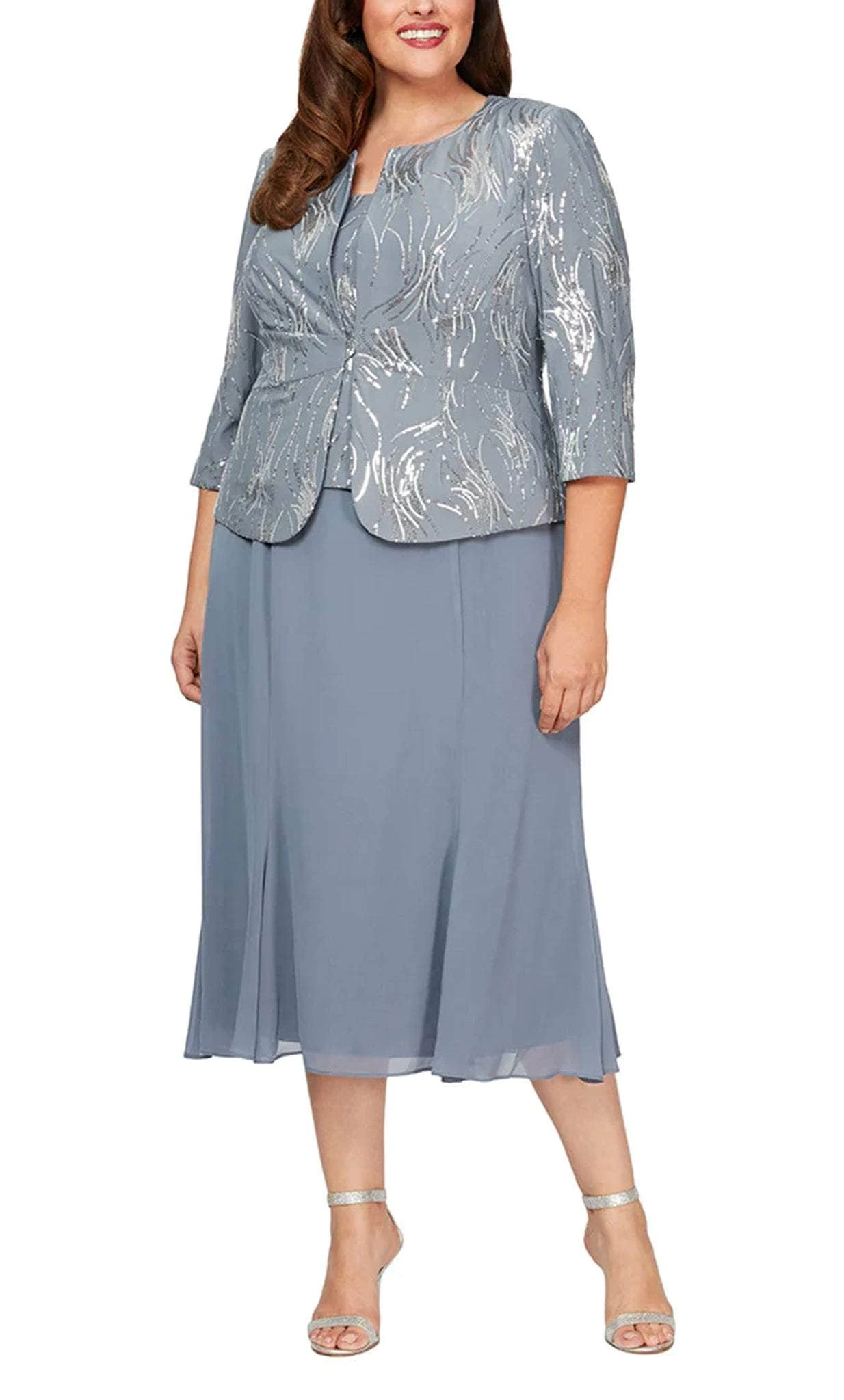 Alex Evenings 4962675 - Sequin Square Neck Jacket Formal Dress 1 Alex Evenings 4962675 - Sequin Square Neck Jacket Formal Dress