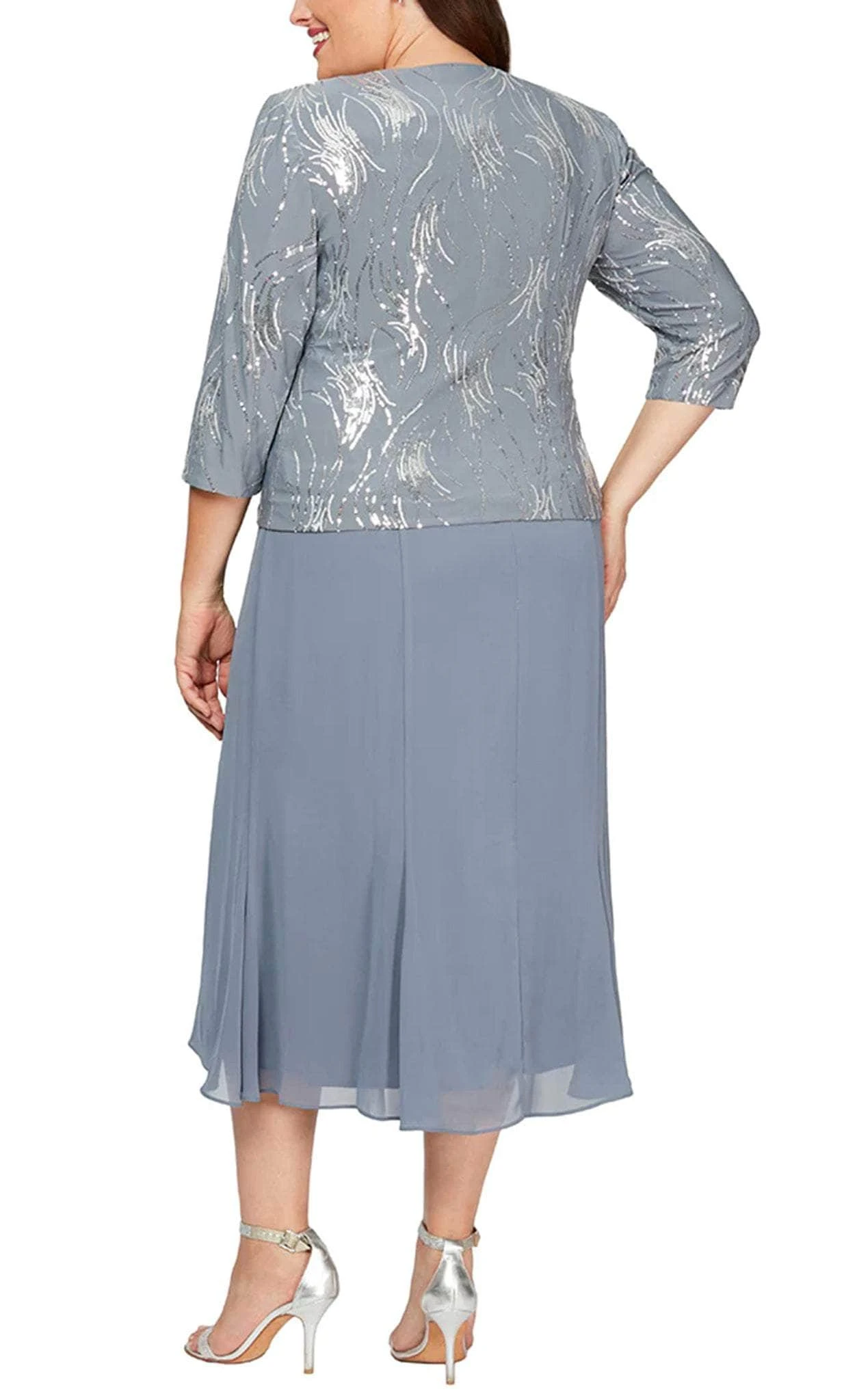 Alex Evenings 4962675 - Sequin Square Neck Jacket Formal Dress 2 Alex Evenings 4962675 - Sequin Square Neck Jacket Formal Dress - Image 2