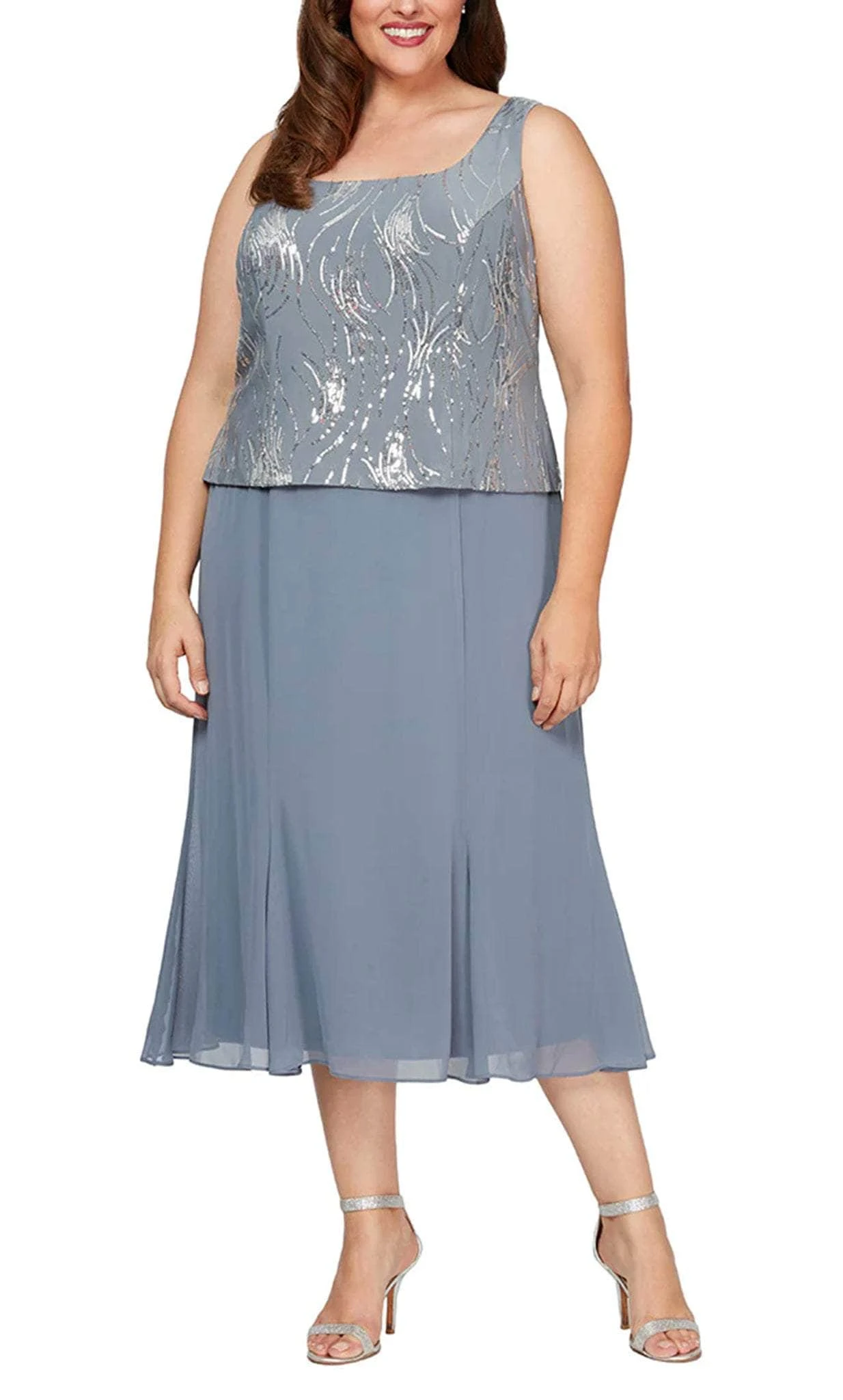 Alex Evenings 4962675 - Sequin Square Neck Jacket Formal Dress 3 Alex Evenings 4962675 - Sequin Square Neck Jacket Formal Dress - Image 3