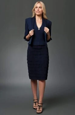 Alexander By Daymor - 2033 Two-Piece Dress Suit With Tiered Skirt - 1 Pc Black In Size 10 Available