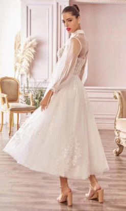 Andrea And Leo - A1016 Collared Illusion Neckline Cocktail Length Bridal Dress - 1 Pc Off White In Size 16 Available -Wedding Dress Shop andrea and leo a1016 collared illusion neckline cocktail length bridal dress 1 pc off white in size 16 available ccsale 16 off white 28444099248211