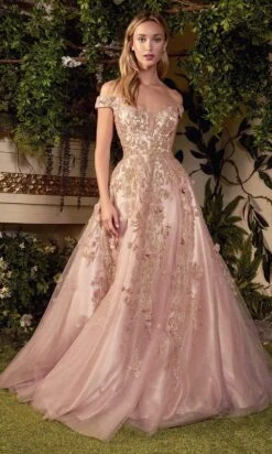 Andrea And Leo - A1056 Sequin Off Shoulder Ballgown