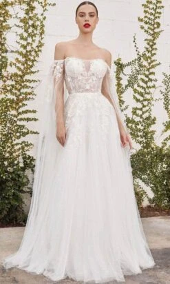 Andrea And Leo A1080W - Off-Shoulder Cape Sleeve Wedding Dress