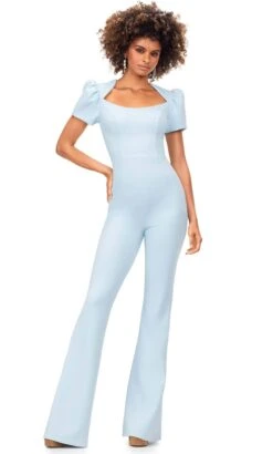 Ashley Lauren 11218 - Puff Sleeve Scuba Jumpsuit -Wedding Dress Shop ashley lauren 11218 puff sleeve scuba jumpsuit special occasion dress 0 sky 31692360056915