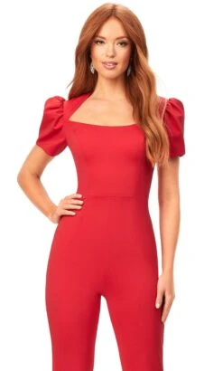 Ashley Lauren 11218 - Puff Sleeve Scuba Jumpsuit -Wedding Dress Shop ashley lauren 11218 puff sleeve scuba jumpsuit special occasion dress 31692360351827