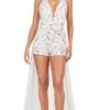 Ashley Lauren 11386 - Sequined Romper With Chiffon Overskirt