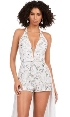 Ashley Lauren 11386 - Sequined Romper With Chiffon Overskirt -Wedding Dress Shop ashley lauren 11386 sequined romper with chiffon overskirt party dresses 32362677928019