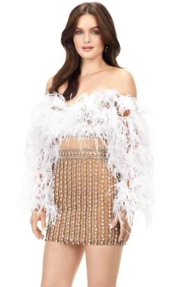 Ashley Lauren 4562 - Feathered Two Piece Short Dress -Wedding Dress Shop ashley lauren 4562 feathered two piece short dress special occasion dress 31694954233939