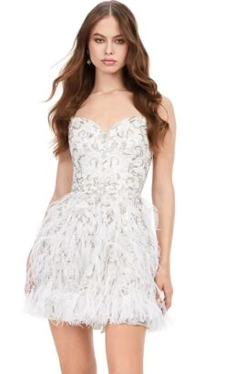 Ashley Lauren 4604 - Beaded Feathers A-Line Cocktail Dress -Wedding Dress Shop ashley lauren 4604 beaded feathers a line cocktail dress cocktail dresses 32362562093139
