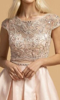Aspeed Design - L2157 Faux Two-Piece Beaded Cap Sleeve Dress -Wedding Dress Shop aspeed design l2157 faux two piece beaded cap sleeve dress mother of the bride dresses 28468445216851