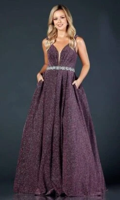 Aspeed Design - L2395 Embellished Waist A-Line Evening Dress