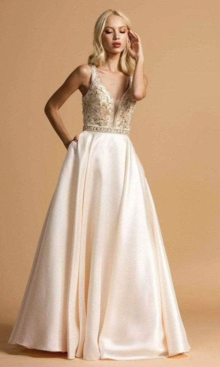 Aspeed Design - Scoop Back Satin Prom Dress L2183 - 1 Pc Champagne In Size S Available 1 Aspeed Design - Scoop Back Satin Prom Dress L2183 - 1 Pc Champagne In Size S Available
