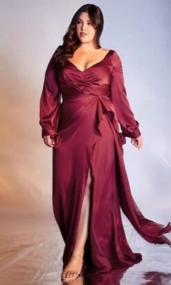 Cinderella Divine - 7478C Long Sleeve V Neck Sheath Dress 6 Cinderella Divine - 7478C Long Sleeve V Neck Sheath Dress -Wedding Dress Shop cinderella divine 7478c long sleeve v neck sheath dress evening dresses 16 burgundy 15707129380947