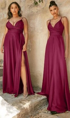Cinderella Divine 7485 - Ruched V-Neck Evening Gown 14 Cinderella Divine 7485 - Ruched V-Neck Evening Gown -Wedding Dress Shop cinderella divine 7485 ruched v neck evening gown evening dresses 2 burgundy 32265384034387