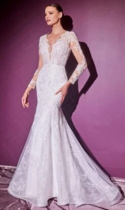 Cinderella Divine Bridals - CD951W Embroidered Long Sleeve Long Gown -Wedding Dress Shop cinderella divine bridals cd951w embroidered long sleeve long gown wedding dresses 15879921533011