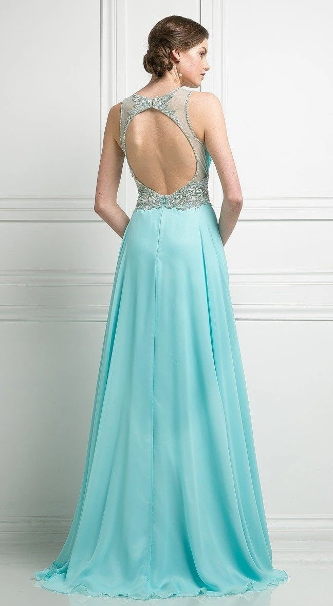 Cinderella Divine - Embellished Illusion Bateau Chiffon A-line Dress 2 Cinderella Divine - Embellished Illusion Bateau Chiffon A-line Dress - Image 2