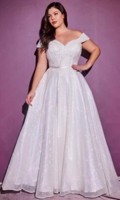 Cinderella Divine - Glitter A-Line Bridal Gown CD214W - 1 Pc Off White In Size 16 Available