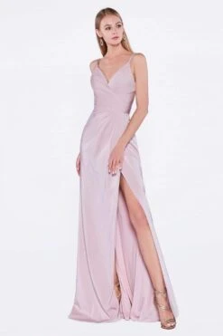 Cinderella Divine - KC1850 Sleeveless Wrap Bodice Drape-Detailed Gown -Wedding Dress Shop cinderella divine kc1850 sleeveless wrap bodice drape detailed gown evening dresses 2 tea rose 28620775456851