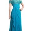 Cinderella Divine - Lace Illusion Bateau Pleated Sheath Dress