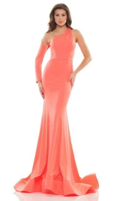 Colors Dress - 2690 Long Sleeve Asymmetrical Gown -Wedding Dress Shop colors dress 2690 long sleeve asymmetrical gown special occasion dress 0 orange 29328150069331