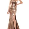 Colors Dress 2864 - Metallic Fabric Asymmetrical Sheath Gown