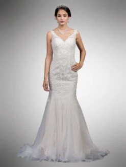 Dancing Queen Bridal - 35 Lace Appliqued Trumpet Bridal Dress