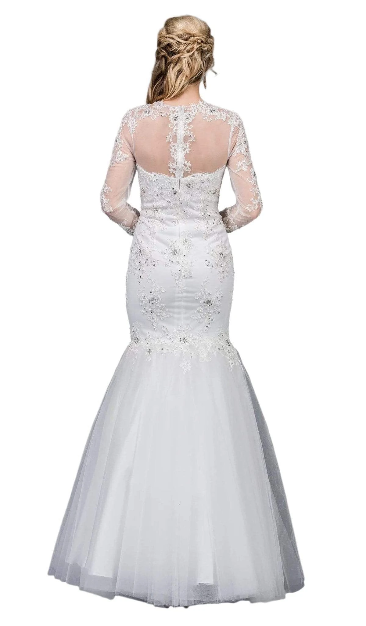 Dancing Queen Bridal - 75 Lace Applique Long Sleeve Trumpet Dress 2 Dancing Queen Bridal - 75 Lace Applique Long Sleeve Trumpet Dress - Image 2