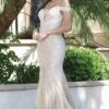 Dancing Queen - Lace Sequin Mermaid Prom Gown 2995 - 1 Pc Champagne In Size S Available