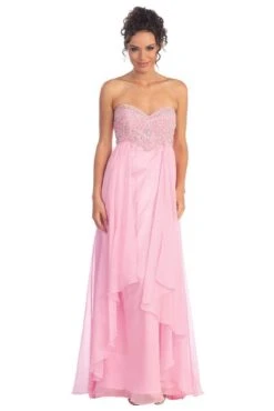 Elizabeth K - GL1061 Medallion Accented Sweetheart Chiffon Gown -Wedding Dress Shop elizabeth k gl1061 medallion accented sweetheart chiffon gown special occasion dress xs pink 28742768590931