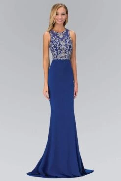 Elizabeth K - GL1385 Jewel Ornate Illusion Sheath Gown -Wedding Dress Shop elizabeth k gl1385 jewel ornate illusion sheath gown special occasion dress xs royal blue 5412399579193