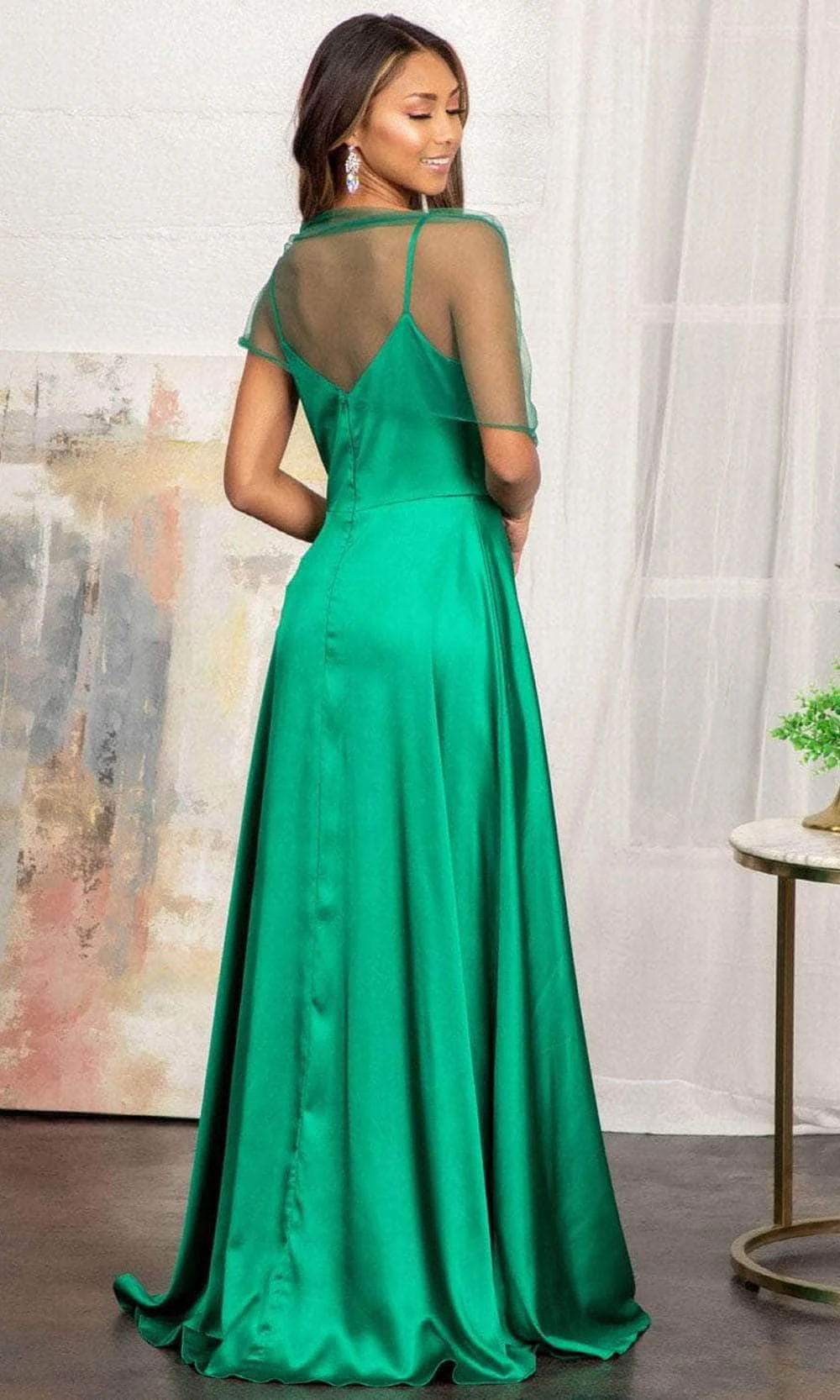 Elizabeth K GL1993 - Spaghetti Strap V-Neck Prom Dress With Slit 9 Elizabeth K GL1993 - Spaghetti Strap V-Neck Prom Dress With Slit - Image 9