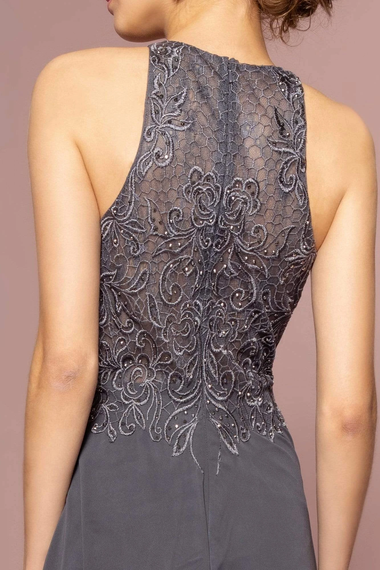 Elizabeth K - GL2680 Floral Embroidered A-Line Dress 4 Elizabeth K - GL2680 Floral Embroidered A-Line Dress - Image 4