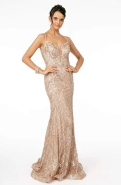 Elizabeth K - GL2950 Sequined Deep V-Neck Trumpet Dress 14 Elizabeth K - GL2950 Sequined Deep V-Neck Trumpet Dress -Wedding Dress Shop elizabeth k gl2950 sequined deep v neck trumpet dress prom dresses xs rose gold 28768028295251