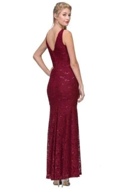 Eureka Fashion - 5010 Lace Deep V-neck Trumpet Dress -Wedding Dress Shop eureka fashion 5010 lace deep v neck trumpet dress evening dresses 28784570302547