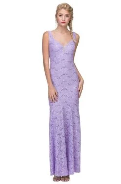 Eureka Fashion - 5010 Lace Deep V-neck Trumpet Dress -Wedding Dress Shop eureka fashion 5010 lace deep v neck trumpet dress evening dresses xs lilac 28784552476755