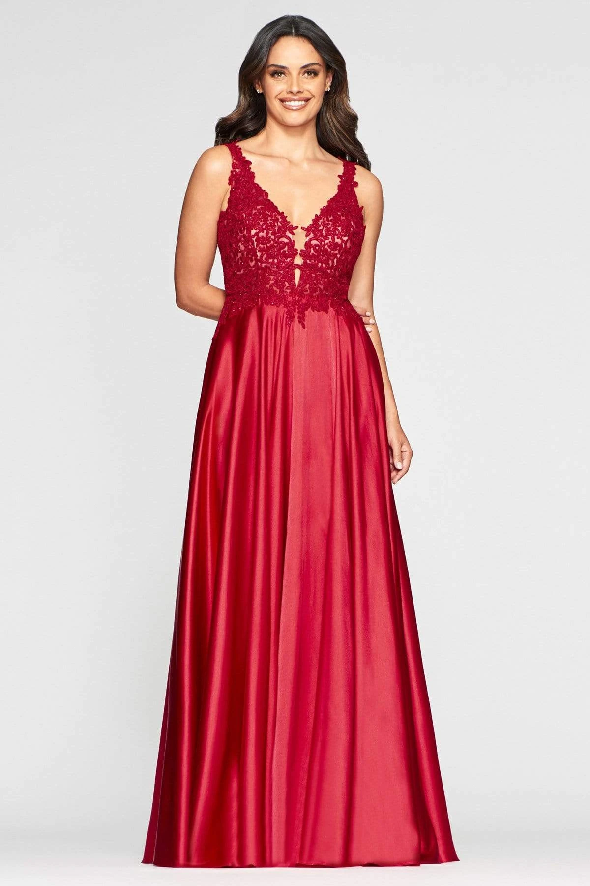 Faviana - 10407 Sleeveless Lace Bodice Flowy Satin Gown 3 Faviana - 10407 Sleeveless Lace Bodice Flowy Satin Gown - Image 3