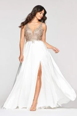 Faviana - 10407 Sleeveless Lace Bodice Flowy Satin Gown 21 Faviana - 10407 Sleeveless Lace Bodice Flowy Satin Gown -Wedding Dress Shop faviana 10407 sleeveless lace bodice flowy satin gown prom dresses 13461295956051