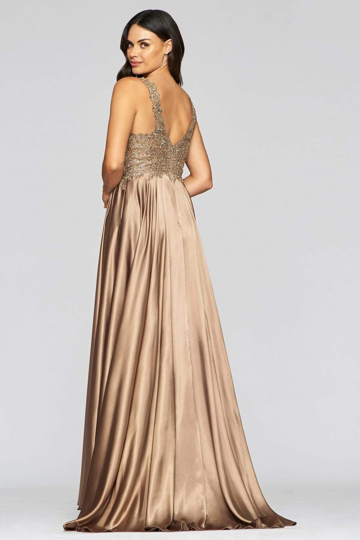 Faviana - 10407 Sleeveless Lace Bodice Flowy Satin Gown 7 Faviana - 10407 Sleeveless Lace Bodice Flowy Satin Gown - Image 7