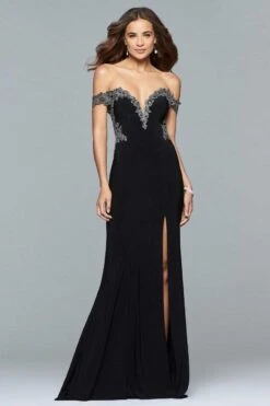Faviana - S10001 Off-Shoulder Jersey Sheath Gown 14 Faviana - S10001 Off-Shoulder Jersey Sheath Gown -Wedding Dress Shop faviana s10001 off shoulder jersey sheath gown evening dresses 0 black 5392740483129