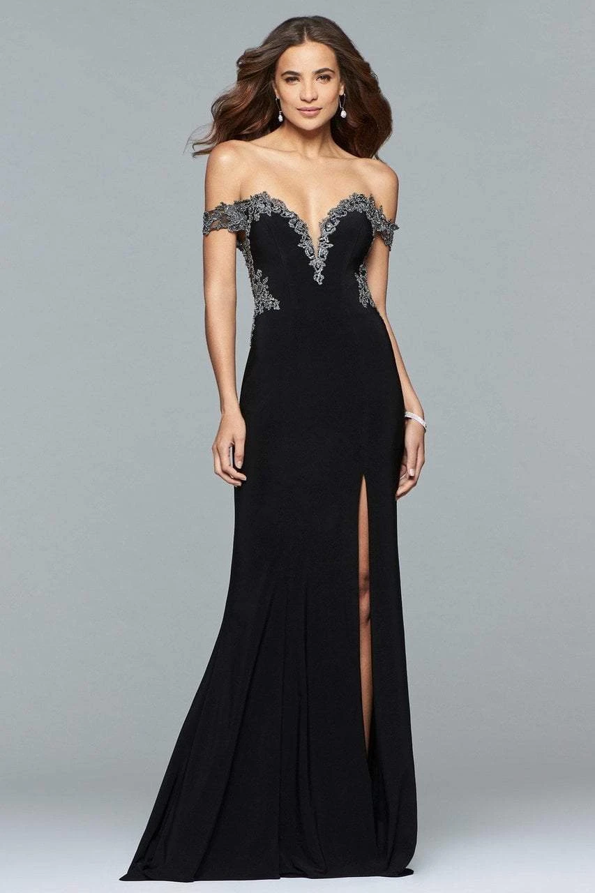 Faviana - S10001 Off-Shoulder Jersey Sheath Gown 6 Faviana - S10001 Off-Shoulder Jersey Sheath Gown - Image 6