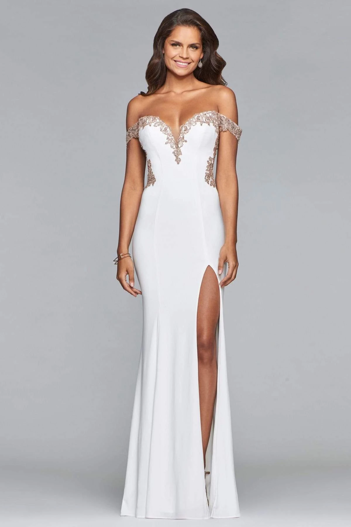 Faviana - S10001 Off-Shoulder Jersey Sheath Gown 1 Faviana - S10001 Off-Shoulder Jersey Sheath Gown