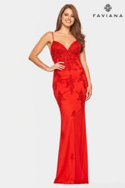 Faviana - S10633 V-Neck Open Back Trumpet Gown 36 Faviana - S10633 V-Neck Open Back Trumpet Gown -Wedding Dress Shop faviana s10633 v neck open back trumpet gown evening dresses 00 red 31531853185107