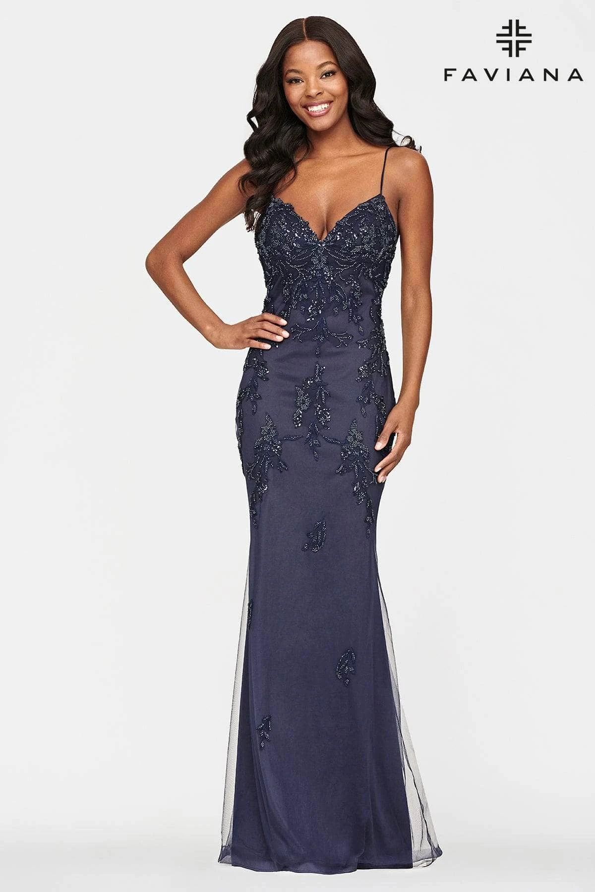 Faviana - S10633 V-Neck Open Back Trumpet Gown 7 Faviana - S10633 V-Neck Open Back Trumpet Gown - Image 7