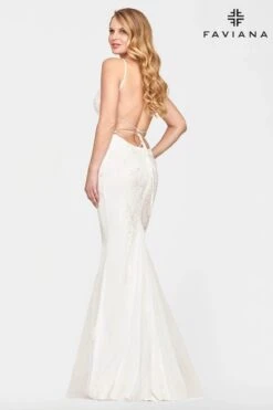 Faviana - S10633 V-Neck Open Back Trumpet Gown 28 Faviana - S10633 V-Neck Open Back Trumpet Gown -Wedding Dress Shop faviana s10633 v neck open back trumpet gown evening dresses 30571799347283