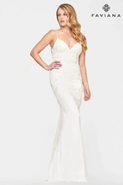 Faviana - S10633 V-Neck Open Back Trumpet Gown 29 Faviana - S10633 V-Neck Open Back Trumpet Gown -Wedding Dress Shop faviana s10633 v neck open back trumpet gown evening dresses 30571799478355