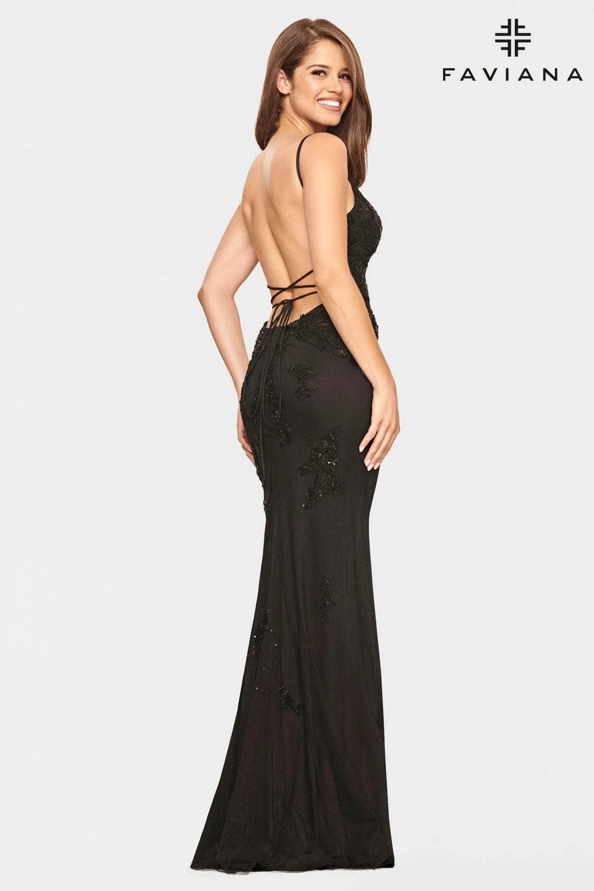 Faviana - S10633 V-Neck Open Back Trumpet Gown 14 Faviana - S10633 V-Neck Open Back Trumpet Gown - Image 14