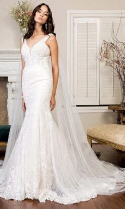 GLS By Gloria - GL1935 Embroidered V Neck Mermaid Dress -Wedding Dress Shop gls by gloria gl1935 embroidered v neck mermaid dress wedding dresses 27995195670611